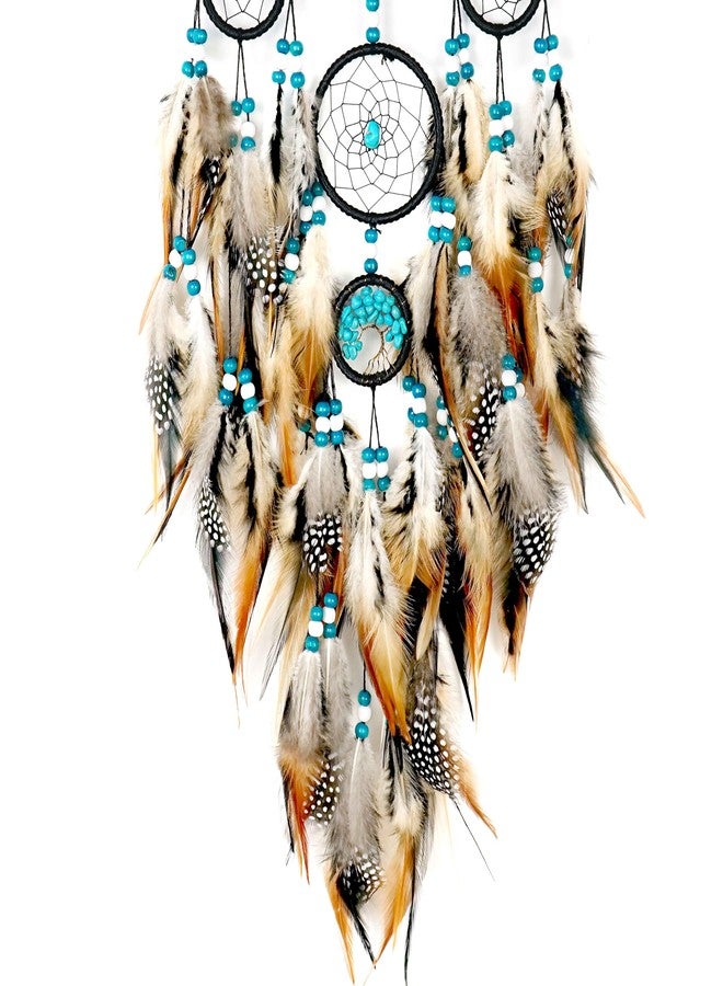 OIOVOIO Dream Catchers for Adults Large Dream Catchers Black Dream Catcher Turquoise Wall Decor for Bedroom Adult Brown Boho Dream Catcher Wall Decor Tree of Life Suncatcher Hanging - Image 5